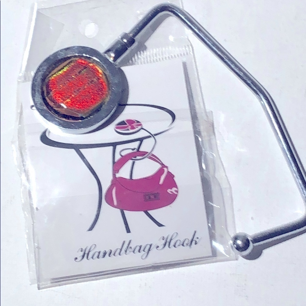 Handbag Hook with large orange stone
